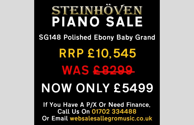 Steinhoven SG148 Polished Ebony Display Model Baby Grand Piano All Inclusive Package - Image 2